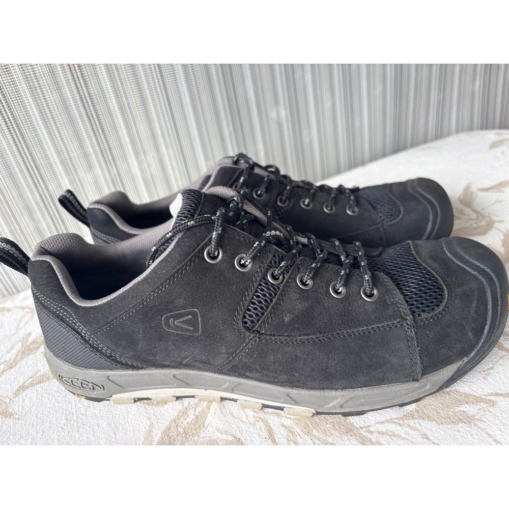 Keen Flint Low Steel Toe Work Shoes Mens 10.5 Black Nubuck Leather 1009567